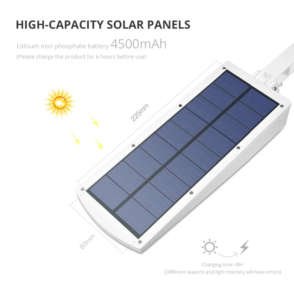 Rotable Pole датчик движения солнечный уличный свет 48 Светодиодный 900LM 4500 mAh садовый настенный светильник водонепроницаемый открытый путь безопасности ночник