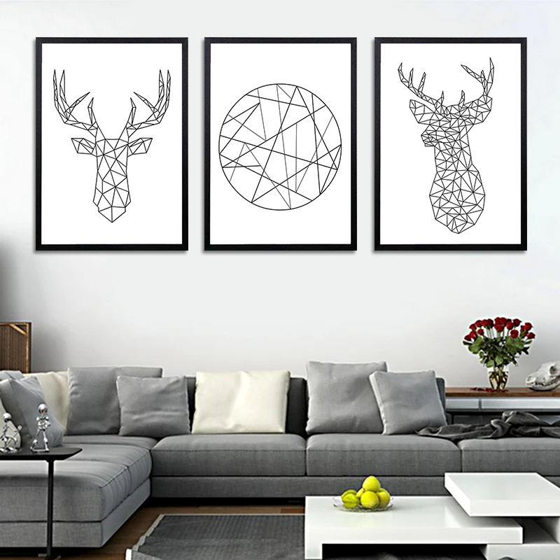 

Geometric Deer Head Abstract Wall Picture Canvas Painting Canvas Art Print Poster Wall Pictures For Home Decoration Wall Decor