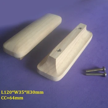 

10Pcs L12cm*W3.5cm*H3cm Unpainted Solid Wood Knob Furniture Chest Drawer With Screws