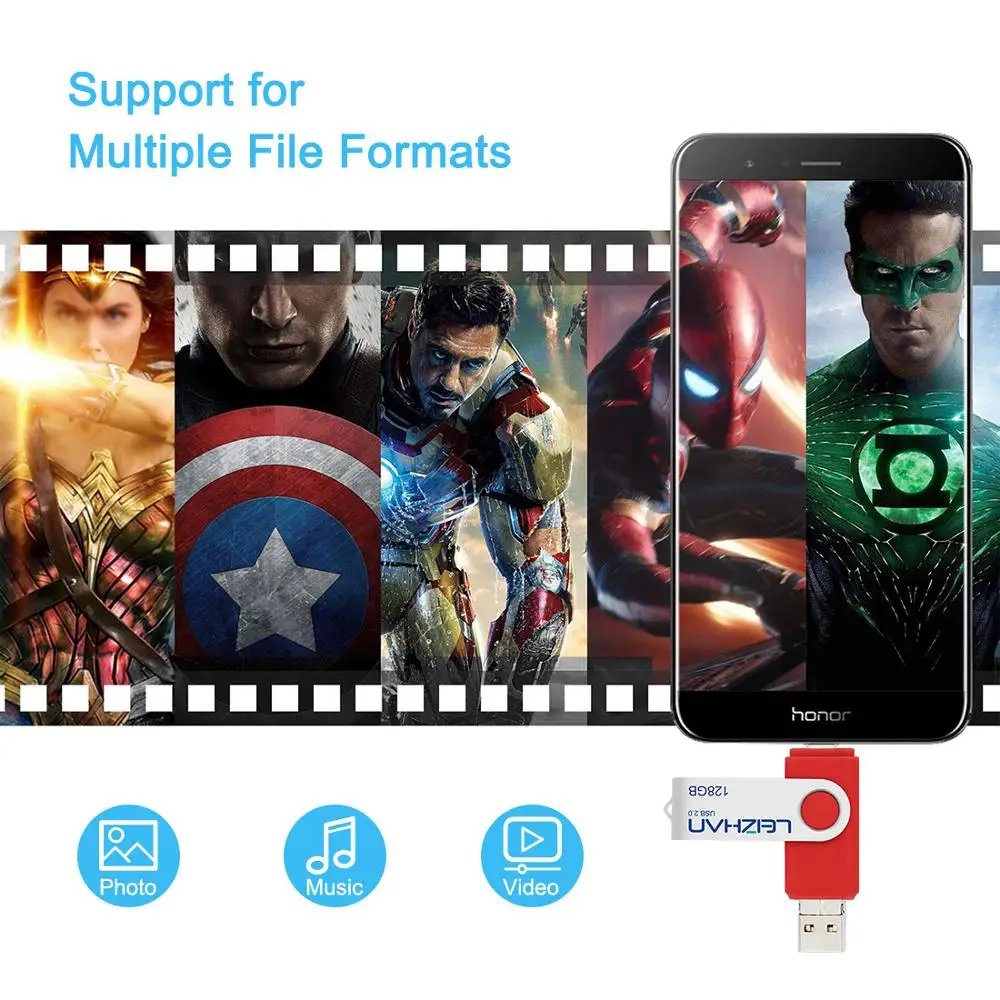 LEIZHAN 3 в 1 телефона Android OTG usb флеш накопитель Тип C photostick micro u диск 128 Гб 64 ГБ 32