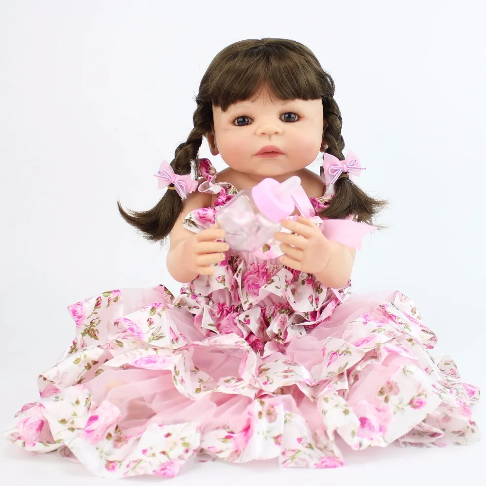 55 см силиконовый Reborn Baby Doll игрушка для девочки винил новорожденный Милая