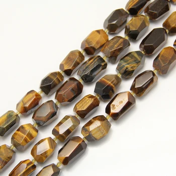 

Approx 16pcs strand Yellow Tiger Eye Loose Beads Crafts Necklace,Faceted Nugget Stones Middle Drilled Cut Beads Pendants Jewelry