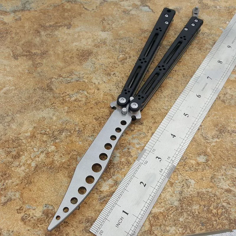 

Butterfly Trainer Knife Basilisk HOM D2 Blade G10 Handle Bushing System Jilt Knife Not Sharp Hunting Knife Folding Pocket Knife