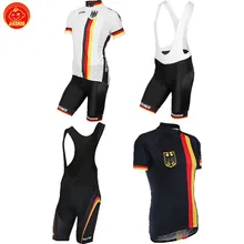 ¡NOVEDAD DE 2017! conjuntos clásicos de Ciclismo de equipo alemán/Jersey de desgaste/pantalones cortos de babero Gel transpirable Pad elige JIASHUO(China)
