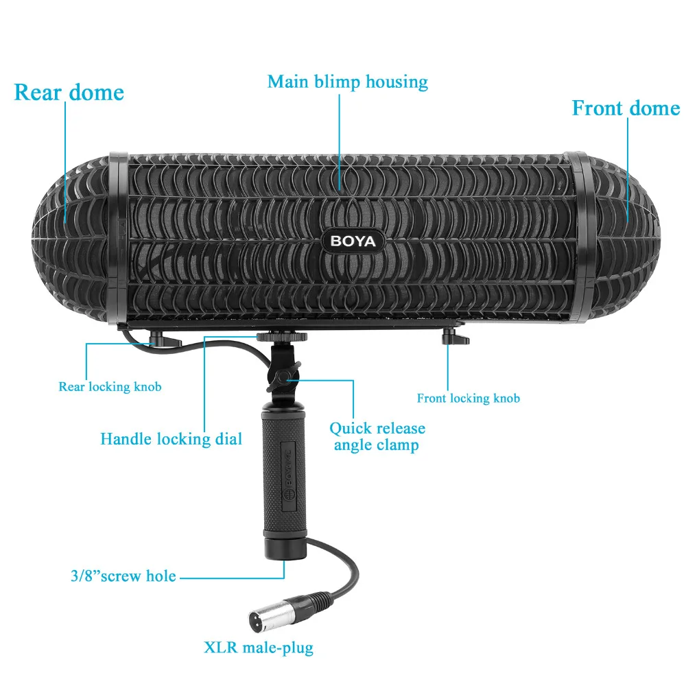 بويا BY-WS1000 الزجاج الأمامي و نظام تعليق مع XLR الذكور والإناث المدخلات و 3 Shockmount ل XLR المدخلات بندقية الميكروفونات