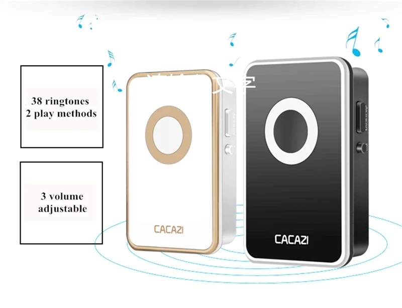 CACAZI цифровой беспроводной дверной звонок Водонепроницаемый 300 м удаленного Long Range дверной звонок 1 открытый передатчиков 1 крытый приемник 100 В-240 В