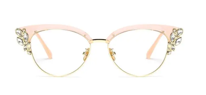 Cat Eye Shiny Rhinestones Lady Glasses Frames Women Sexy CCSPACE Brand 45120 Signer Optical EyeGlasses Fashion Eyewear