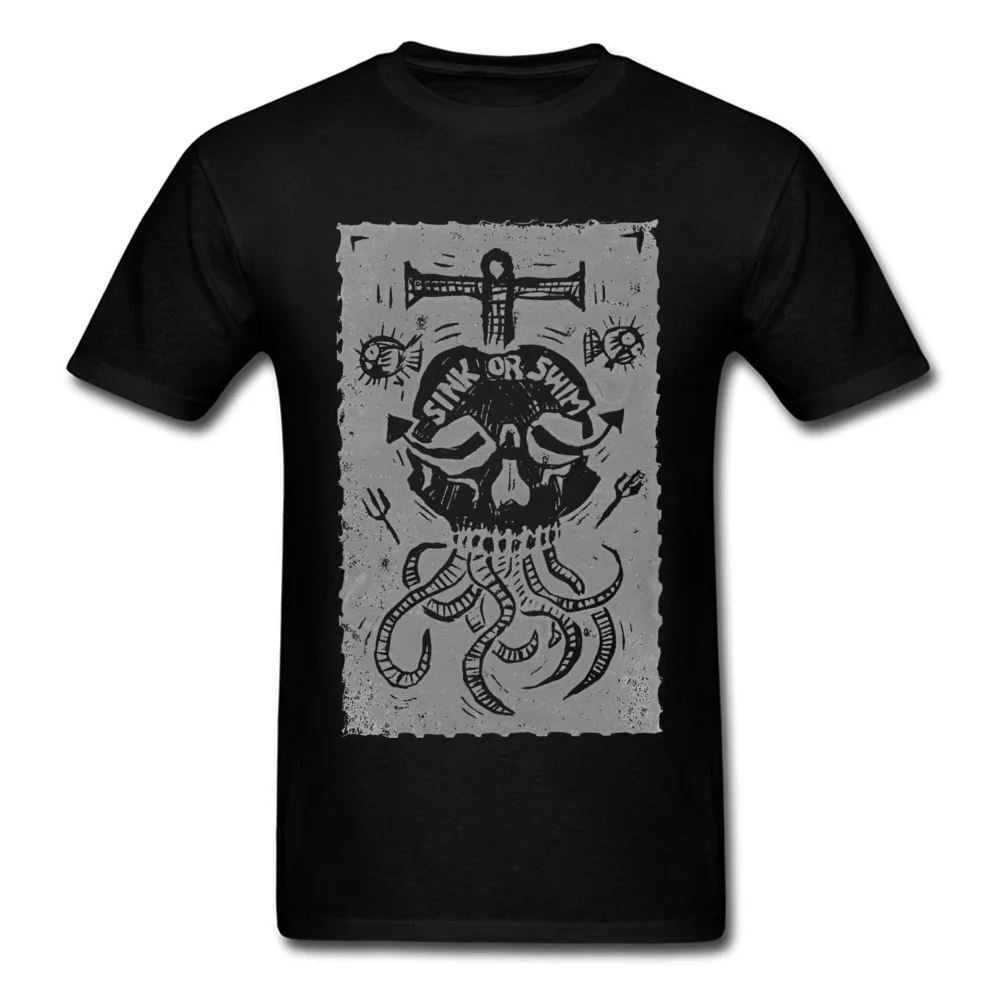 2018 Hot Sale Sink Or Swim Casual T Shirt Crew Neck All Cotton Male Tops Shirt Short Sleeve Summer Fall Casual Tee-Shirt Sink Or Swim black