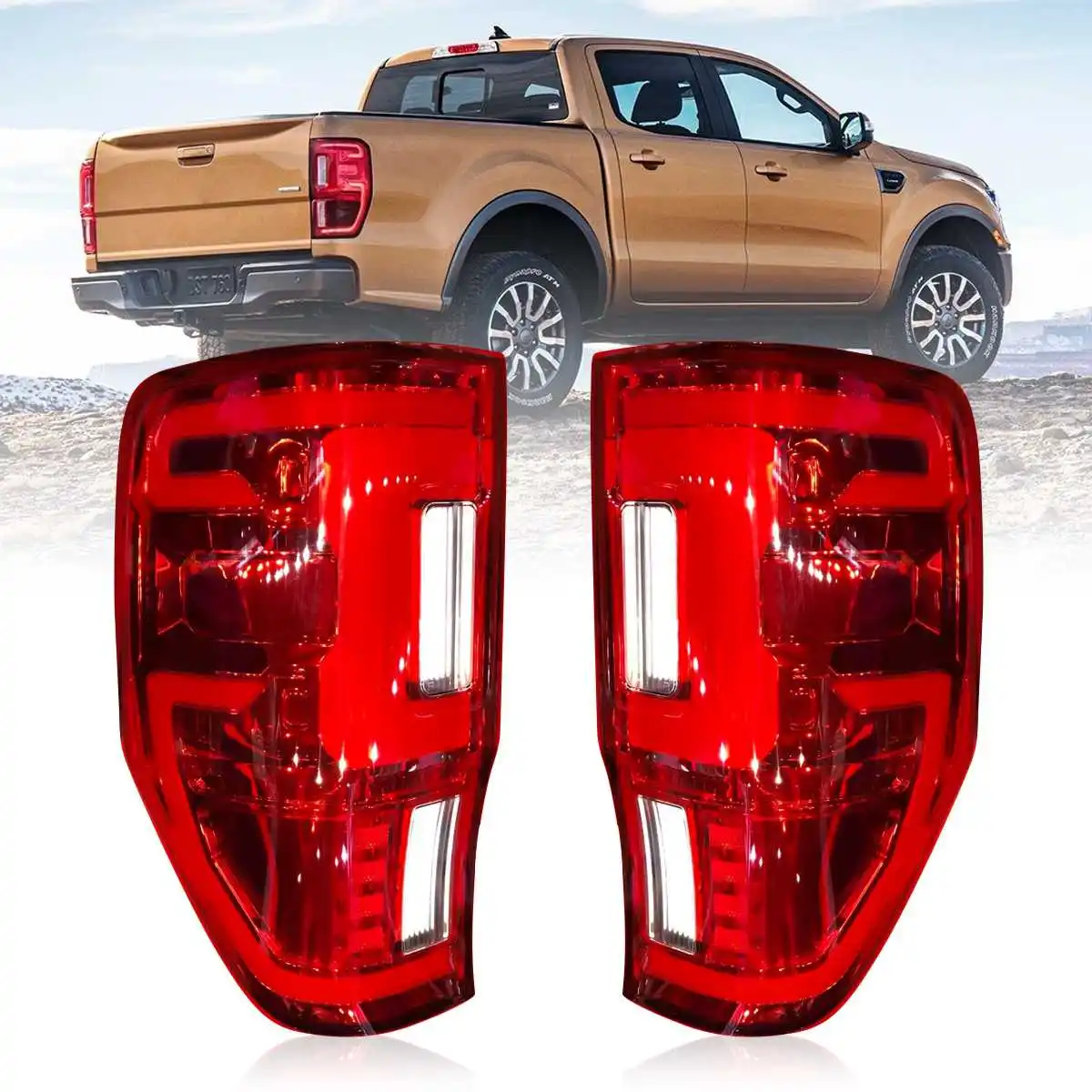 Пара светодиодный задний фонарь Энергосберегающие лампы задний фонарь для Ford Ranger Raptor T6 T7 PX MK1 MK2 Wildtrak 2012 2013 - Цвет: Красный