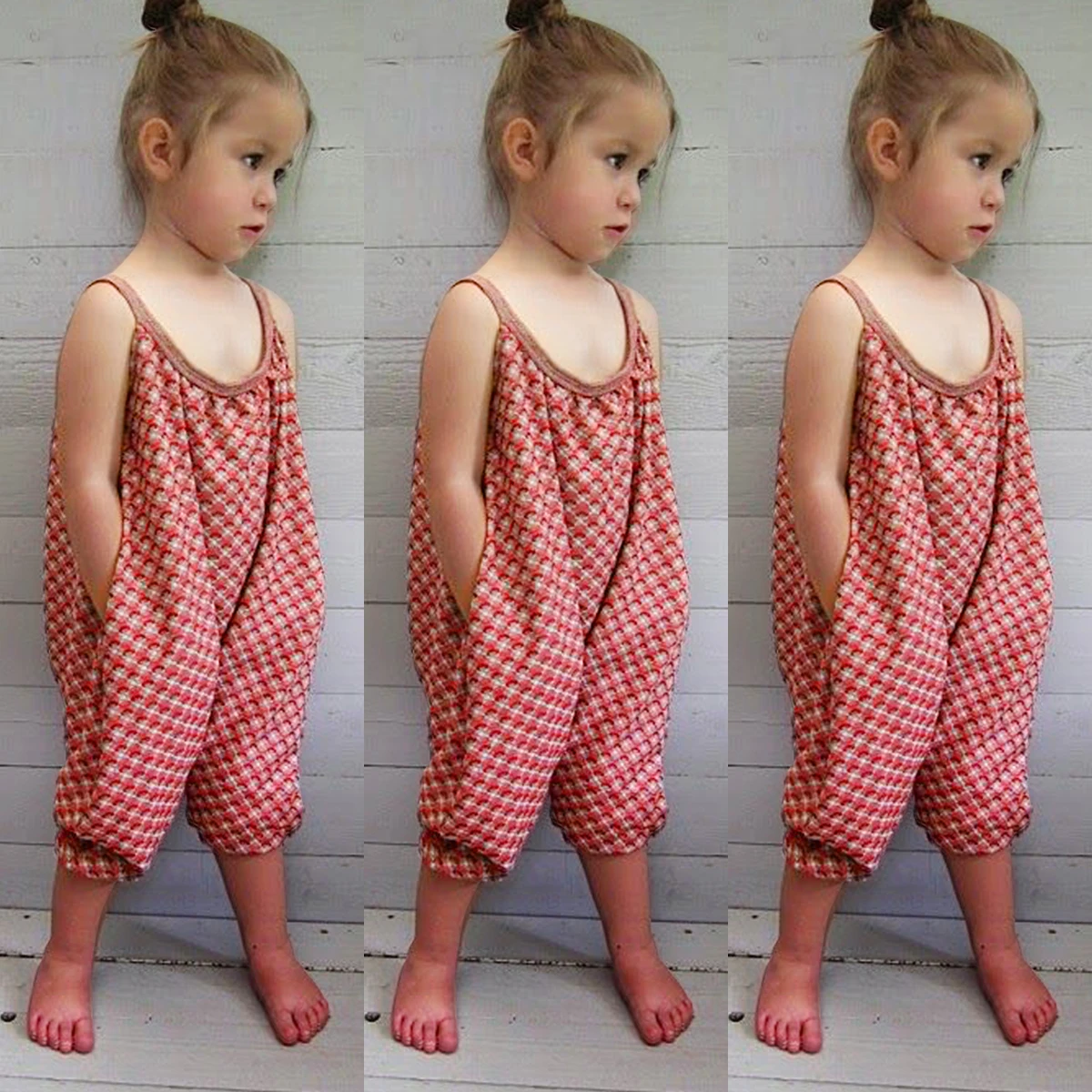 2017 Toddler Kids Baby Girl Strap Harem Pants Romper Jumpsuit Bebe