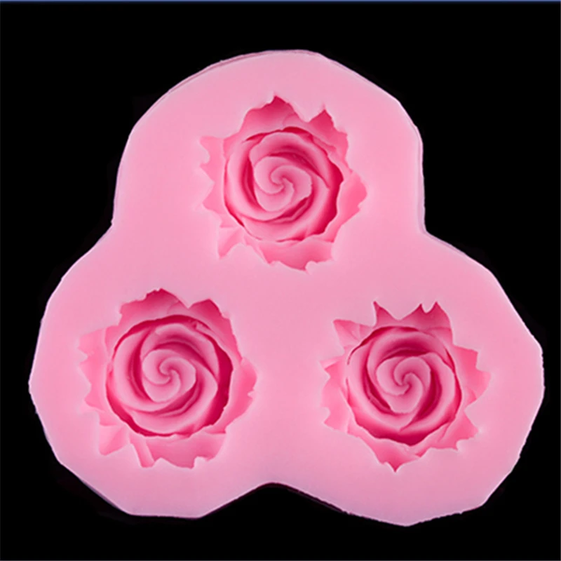 3 отверстия DIY 3D силиконовые торты шоколадные формы мыло розы Sugarcraft помадка