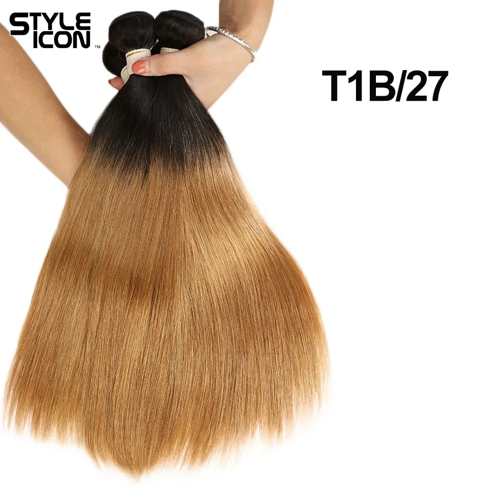 Styleicon Hair 3 4 Bundles Mongolian Straight Hair Bundles Color T1B/27 T1B/30 T1B/99J Double