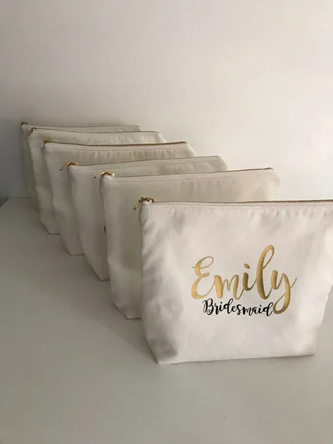 

personaliz name Make Up title wedding bride Bridesmaid Makeup Gift comestic Bags pouches Maid of Honour Bridal Party purses