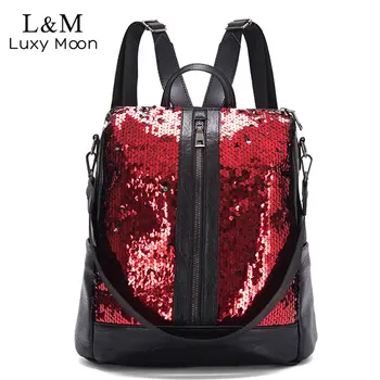 

Fashion Sequins Women Backpack Bag Travel Purse Laptop Backpack Bookbags Backpacks For Teenage Girls Luxury Mochila Mujer XA255H