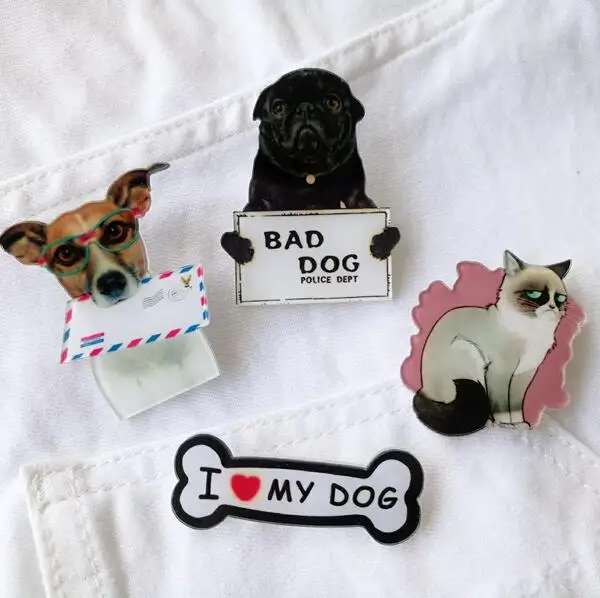 Значок с надписью Кот акриловые значки мультяшный значок|dog badge|cute pins for backpackspet badge