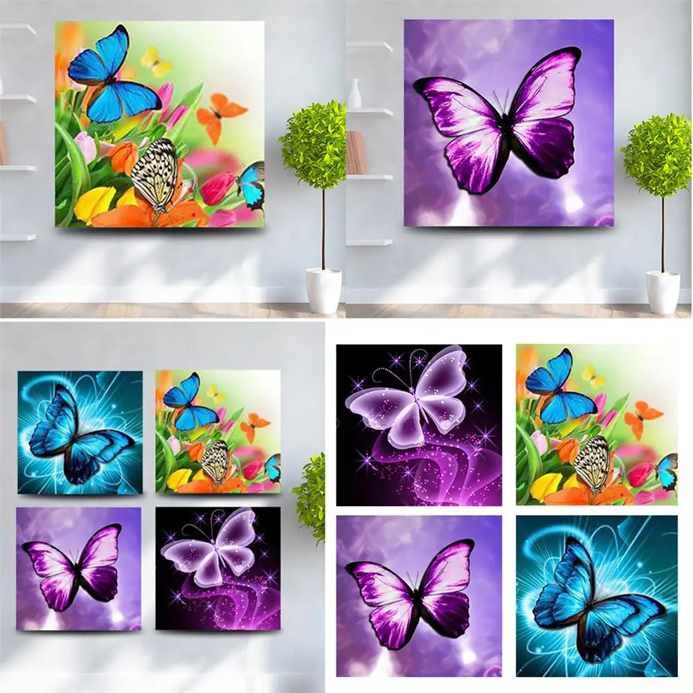 

CC 5D Diamond Painting 30X30cm Full Diamond Butterflies Pattern Living Room DIY Round Diamond Cross-stitch Embroidery Set Decor
