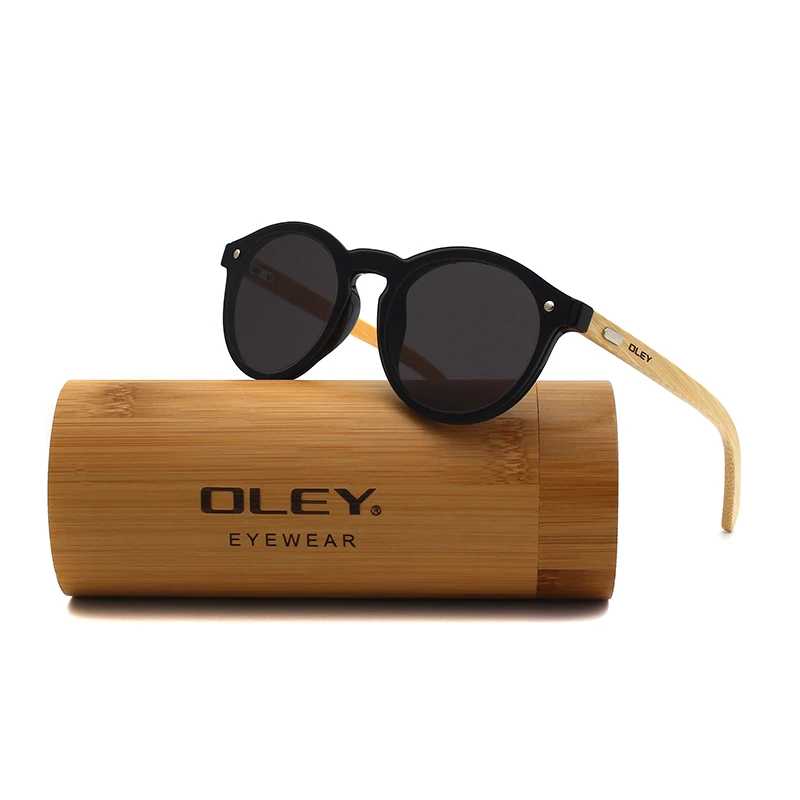 women's sunglasses OLEY  Brand Bamboo Leg Color Film Sunglasses Women Classic Round Overall Flat Lens Fashion Retro Female sun glasses Z0479 big round sunglasses Sunglasses