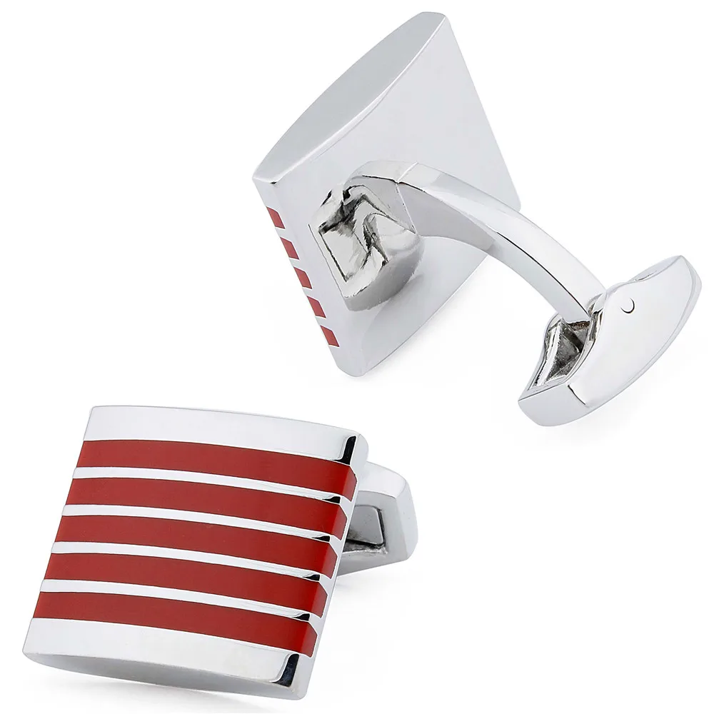 Skup HAWSON Red emalia Wedding Man spinki do mankietów srebrny kolor spinki do mankietów zapiąć przycisk do koszuli na sprzedaż