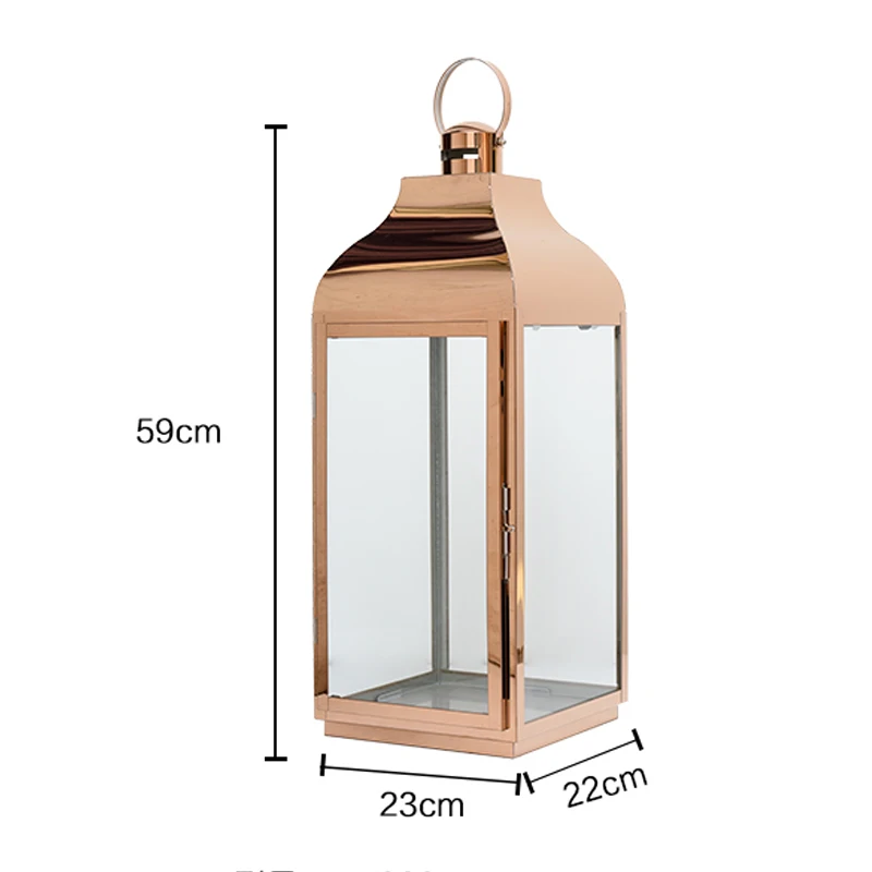 Скандинавские металлические подсвечники свадебные украшения из кованого железа романтический подсвечник рождественские украшения фонарь домашний декор - Цвет: Rose Gold  XXL