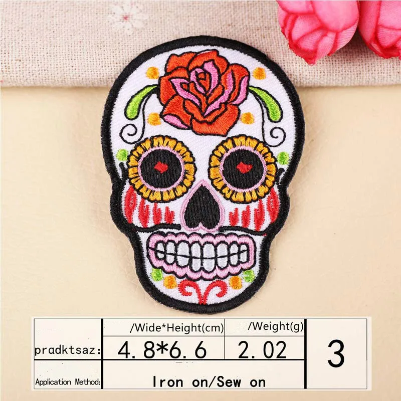 Мексиканский милый череп вышивка металлик патч для Костюмы в стиле «панк-патчи для Куртки Рюкзаки значки, одежд Стикеры шить аппликация