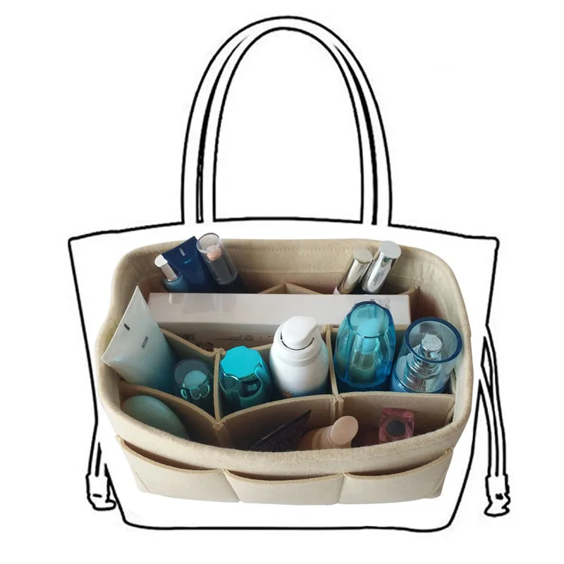 Cellecool organizer insert cosmetic organizer bag Multifunctional Makeup organizer bag for women Cosmetic Bag Felt Cloth bag