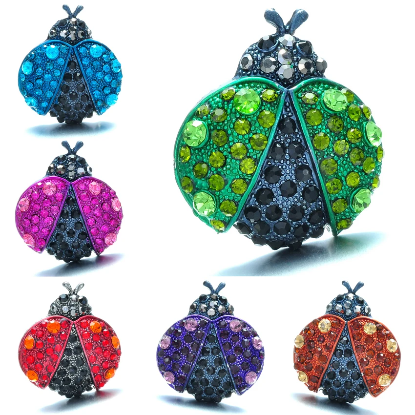 

Natural animals silver color ladybug Brooch pins 6 colors Brooches For women Crystal Brooch jewelry accessories