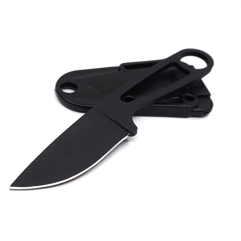 Маленький охотничий нож с фиксированным лезвием, прямой нож, открытый Мультитул 440C, стальные карманные тактические ножи для выживания, инструменты для повседневного использования - Цвет: Черный