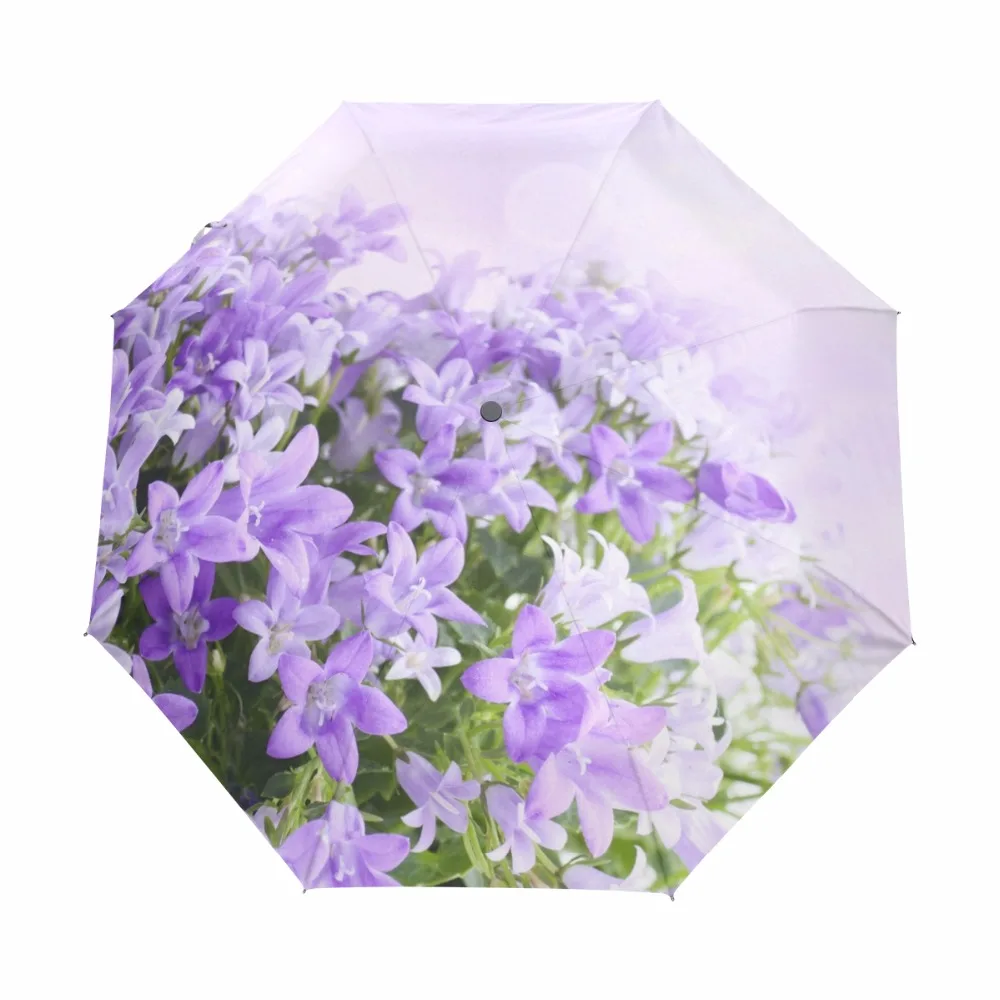 Полностью автоматический женский зонт от дождя, 3 складных женских зонта, защита от УФ-лучей, зонт от солнца, полиэстер, водонепроницаемый