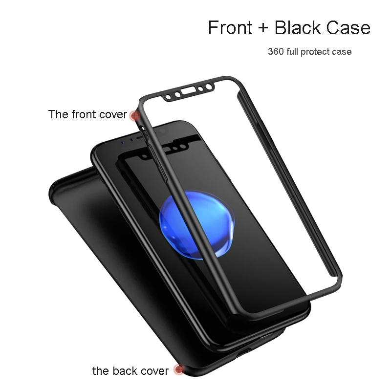 

for iPhone 8 Slim Case, Vpower Transparent PC & TPU Silicone for iPhone 8 5.8inch black red Cover case Coque + screen protector