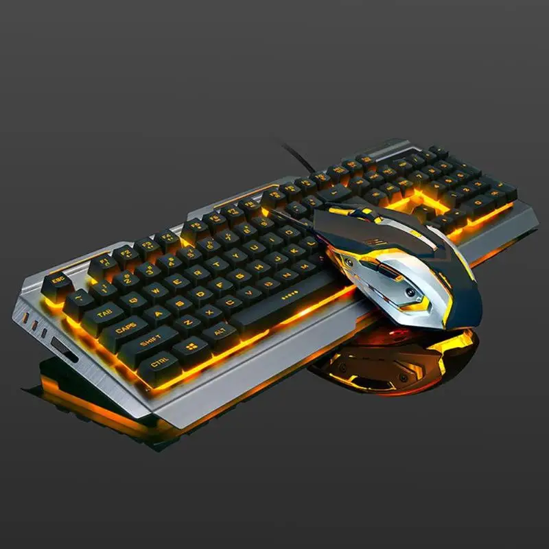  V1 USB Wired Ergonomic Backlit Mechanical Feel Gaming Keyboard Mouse Set