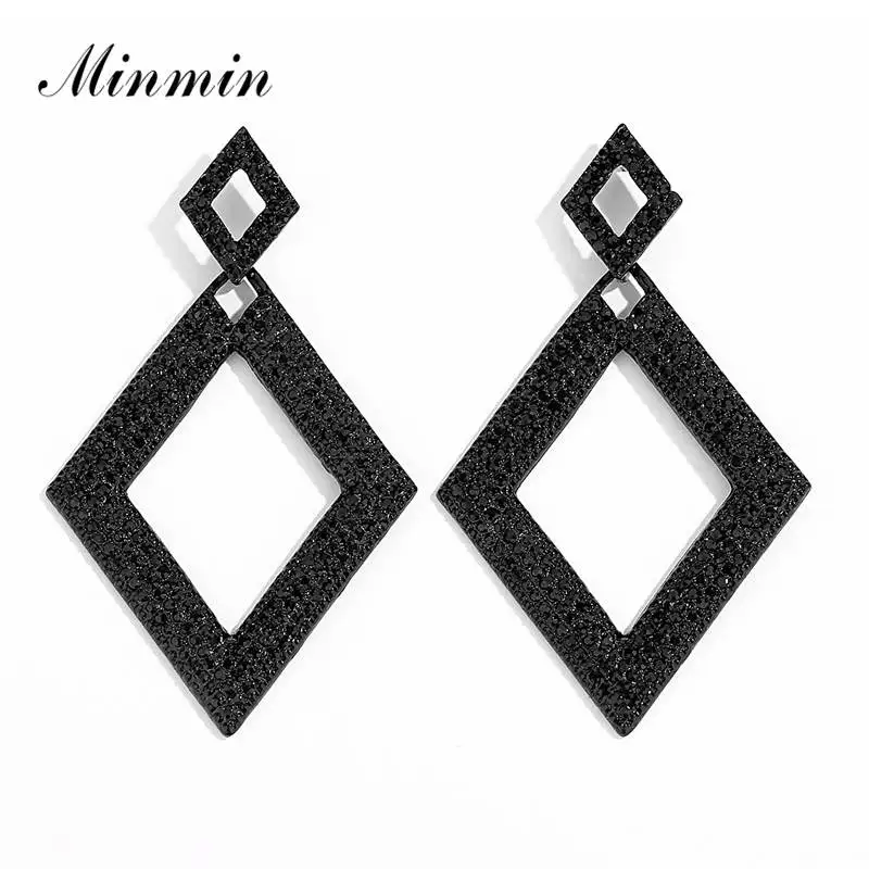 

Minmin 3 Colors Crystal Long Drop Earrings Party Fashion Korean Geometric Pandent Earrings Female Wedding Bridal Jewelry MEH1460