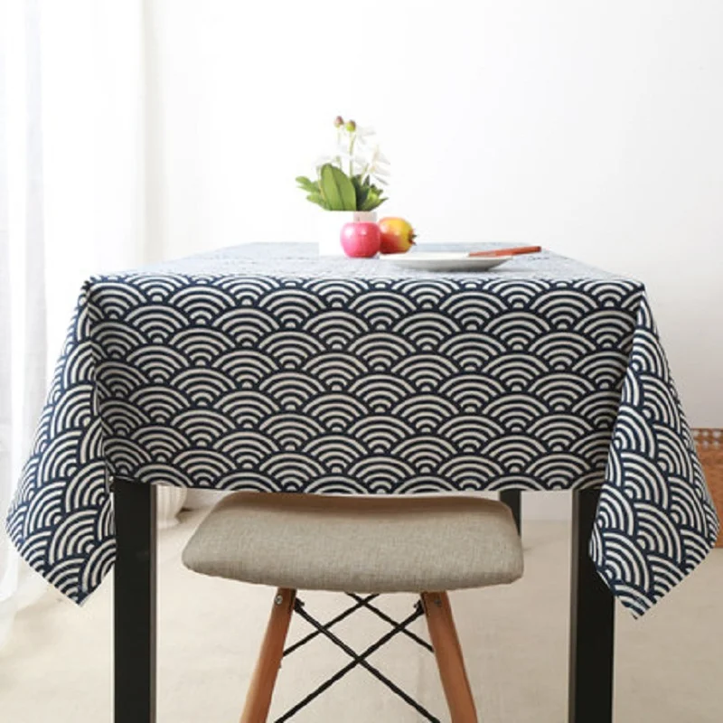 Japanese table cloth Traditional retro lattice Fresh linen cloth Literature and art table cloth
