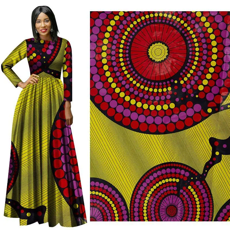 

2019 spring new plain batik geometric print cloth polyester fabric national apparel fabric hot sale African fabric wholesale