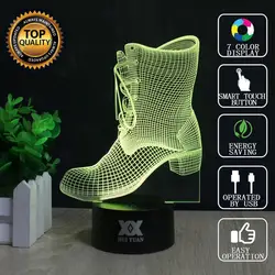 Хуэй Юань Марка USB 3D лампа визуальную иллюзию новинка ночник Сапоги и ботинки для девочек Праздничные огни Светящиеся детей Рождественский