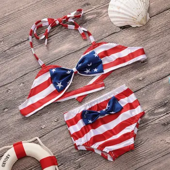 

Red and White Striped Bow Bikini Swimsuit Set Swimwear Girls Kids Baby Girl Clothes
