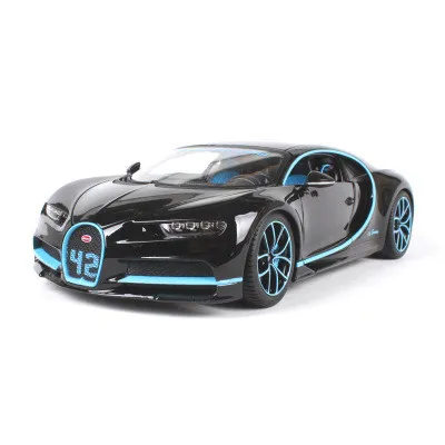 1:18 Bugatti чугун литая модель машины Модель, литой металл суперкар, продвинутая коллекционная машинка Модель украшения - Цвет: Chiron black