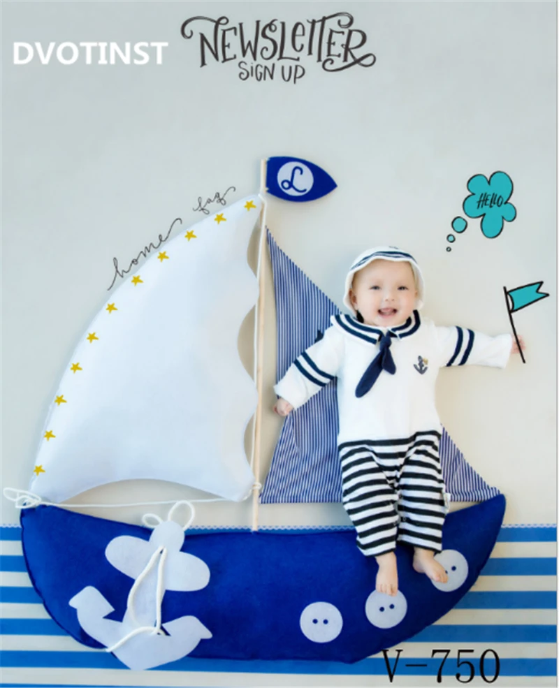 

Dvotinst Baby Photography Props Navy Theme Background Costume Clothes Set Fotografia Accessory Studio Shooting Photo Props