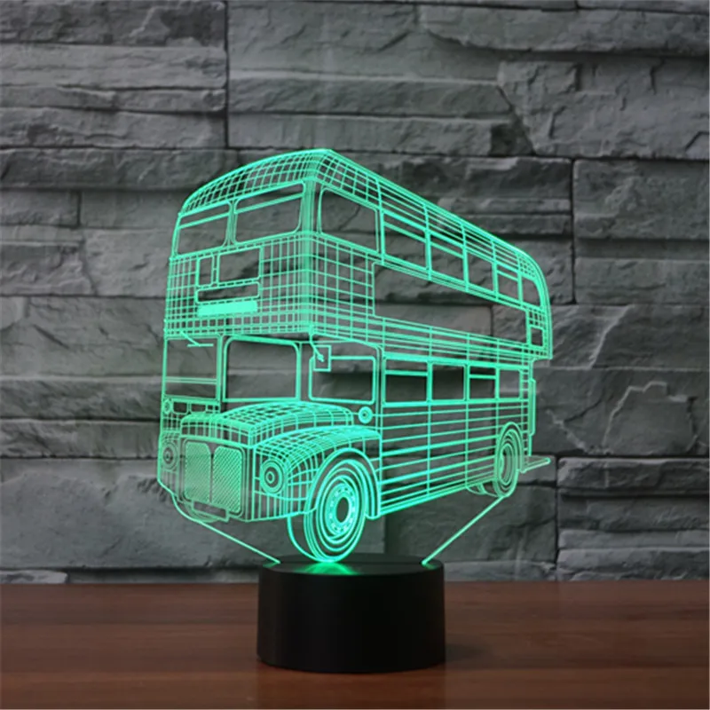 

New Arrival Creative 3D Double-decker Bus LED Night Light 7 Colors Changing High Quality Visual Table Lamp USB Touch Light home