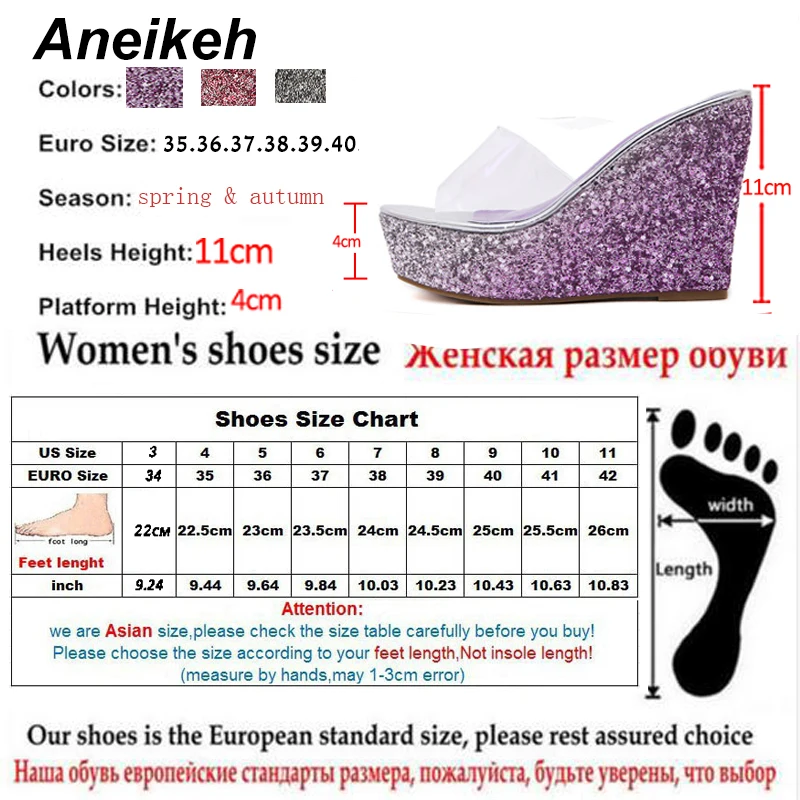 Aneikeh/ г.; пикантные модные женские шлепанцы; пляжные шлепанцы; Туфли на танкетке; летние открытые босоножки из ПВХ на высоком каблуке