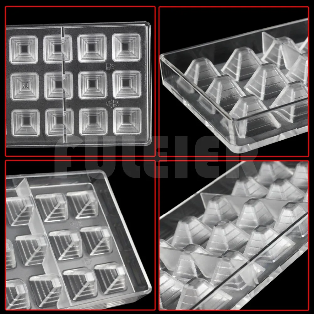 3D пирамида формы поликарбоната шоколадная форма, Кухня Формы для выпечки ПК конфеты шоколадная заливочная форма для кондитерских изделий Кондитерские инструменты для выпечки