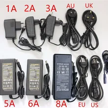 2A, 3A, 5A, 6A, 8A, 10A светодиодный адаптер питания, 110 В, 220 В, 12 В постоянного тока, Светодиодный драйвер для 5050, 3528, 5630, Светодиодная лента, штепсельная розетка для ЕС, Великобритании, Австралии и США