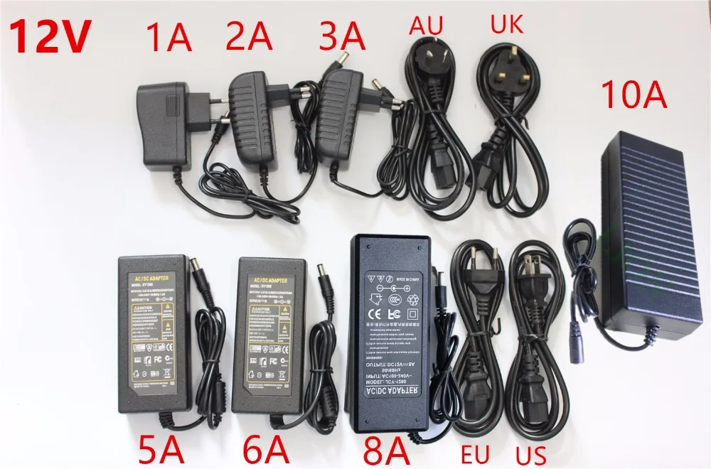 AC To DC 12V 1A 2A 3A 5A 6A 8A Power Supply Adapter For Led Bar Light US EU Plug AC To DC 12V 1A 2A 3A 5A 6A 8A Power Supply Adapter For Led Bar Light US EU Plug