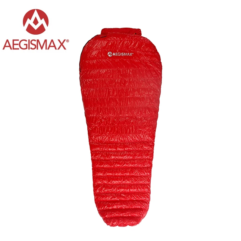 

Aegismax New Mini Upgrade Sleeping Bag 95% White Goose Down Splicing Mummy Ultralight Hiking Camping 800 FP Nano Nano2 Red Blue