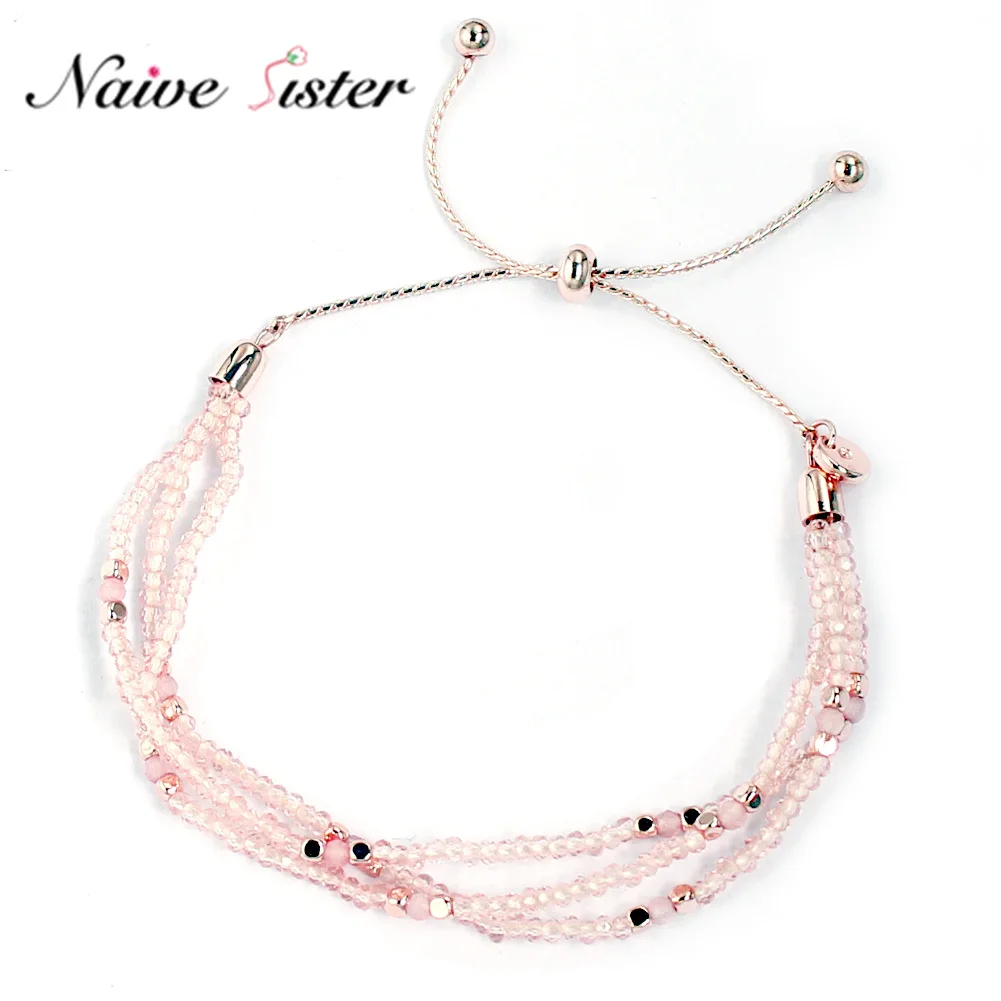 

High Quality Multilayer Small Beads Bracelets for Women Girl Pink Color Resin Stone Charm Jewelry Pulsera Ethnic Lover Gift Boho