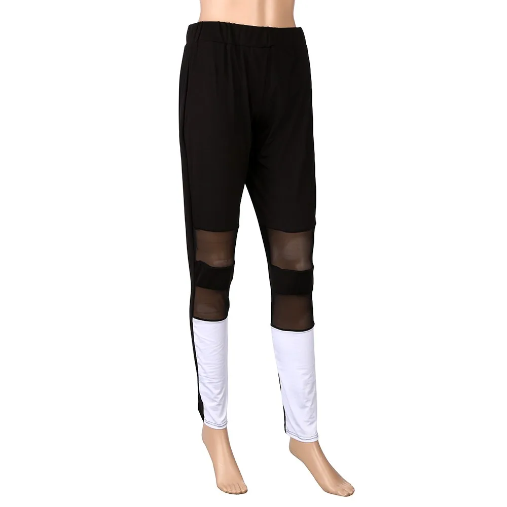 

Yoga Pants New sport leggings Women Plus Size Elastic Leggings Block Mesh Splicing Sport Pants Sport Pants mallas deporte mujer