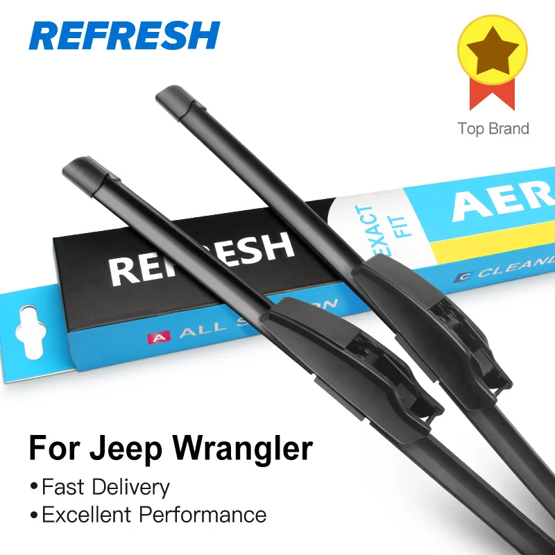 

REFRESH Wiper Blades for Jeep Wrangler JK Fit Hook Arms 2007 2008 2009 2010 2011 2012 2013 2014 2015