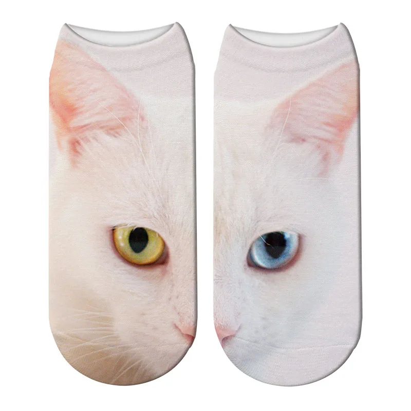 SexeMara/ дизайн, женские рождественские носки унисекс с 3D принтом кошки, Meias, женские носки с 3D принтом в виде кошачьей мордочки, Harajuku, милые короткие носки для домашних животных - Цвет: Style3