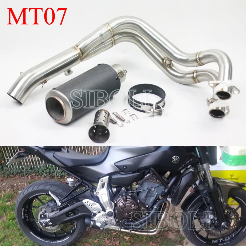 

MT07 FZ07 Motorcycle Slip On Exhaust Full System Muffler Header Pipe With Moveable DB Killer For YAMAHA MT-07 FZ-07 AK120
