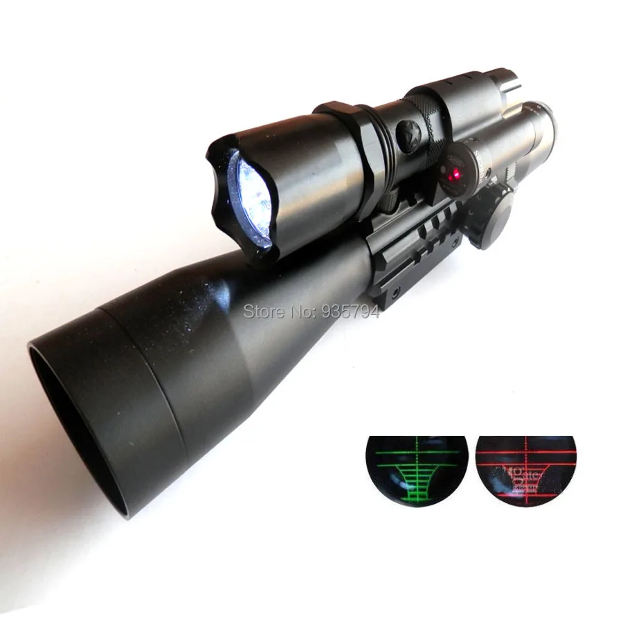 

Free Shipping 3-9X40 EG Rifle Gun Airsoft Hunting Scope Scopes With Red Laser Flash Torch Laser Sighting Telescope