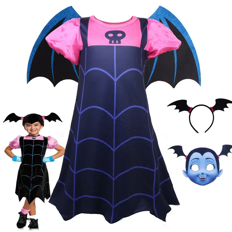 Популярное платье для маленьких девочек; Vampirina; леди жук; vestidos; Рождественский костюм принцессы; детская одежда; Детские платья для костюмированной вечеринки на Хэллоуин - Цвет: Dress-4pcs